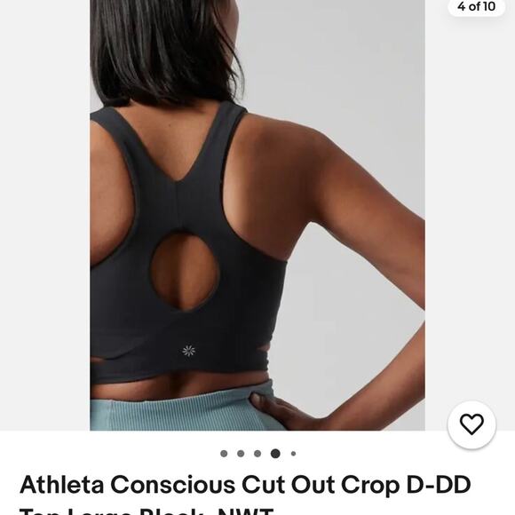 Athleta Black Conscious Cut Out Crop Top withh Built in Bra Size Medium - Picture 4 of 15